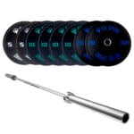 Kit Bilanciere Olimpico FD Sport con 90 kg di dischi bumper colorati | Allenamento Powerlifting e CrossFit