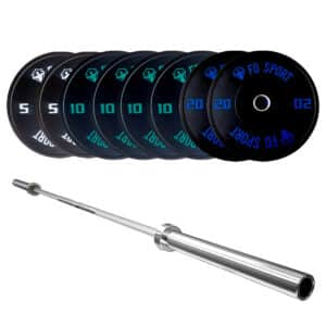 Kit Bilanciere Olimpico FD Sport con 90 kg di dischi bumper colorati | Allenamento Powerlifting e CrossFit