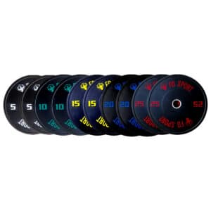 Set di Dischi Bumper colorati impilati | Allenamento Fitness | Set Bumper 150Kg