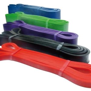 Set di Elastici Toorx Power Band di Resistenza, i 5 elastici per allenarsi sono piegati e di diversi colori