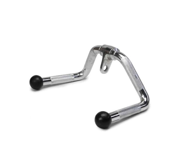 Barra Pulley Diamond cromata con impugnature zigrinate e terminali neri | Accessori Stazione Multifunzione per allenamenti in palestra