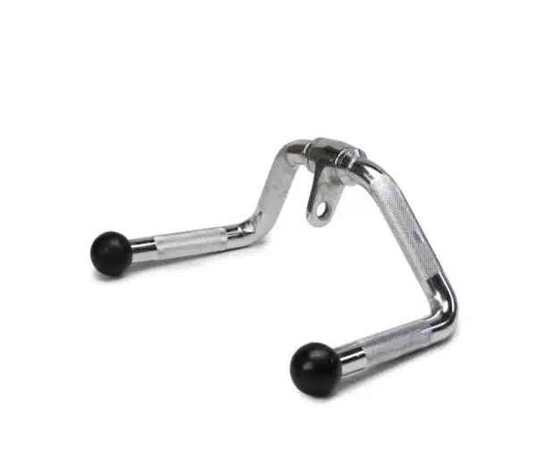 Barra Pulley Diamond cromata con impugnature zigrinate e terminali neri | Accessori Stazione Multifunzione per allenamenti in palestra