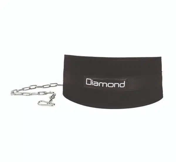 Cintura Dips Diamond | Attrezzo nero con catena in metallo per sollevamento pesi