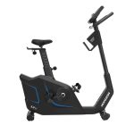 Cyclette Horizon 5.0 U nera con dettagli blu, vista laterale