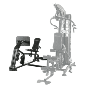 Modulo Leg Press Toorx MSX-3000 con parziale della panca multifunzione sullo sfondo | Accessori Panca e Ricambi Multifunzione per palestra