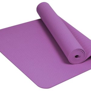 Tappetino Yoga Diamond in TPE viola, parzialmente arrotolato | Attrezzo per Pilates e Yoga a Casa per allenamento a Casa