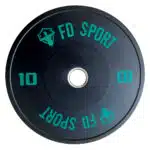 Disco Bumper FD Sport 10Kg in primo piano, con numeri e logo verdi vivaci