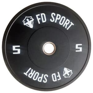 Disco Bumper FD Sport nero da 5 kg con logo e numeri bianchi