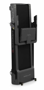 Tapis Roulant Elettrico JK SC51 ripiegato verticalmente per minimo ingombro, vista posteriore