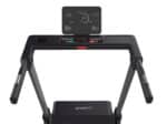Cruscotto del tapis roulant con maniglie, display LCD e comandi rapidi per velocità e inclinazione.