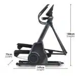 Dimensioni dell'ellittica NordicTrack X16 con volano anteriore, altezza, larghezza e lunghezza indicate.