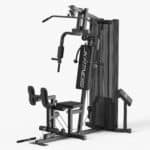 Stazione multifunzione JK6120 JK Fitness per home gym, vista di tre quarti che mostra la struttura in acciaio nero e le postazioni di allenamento.