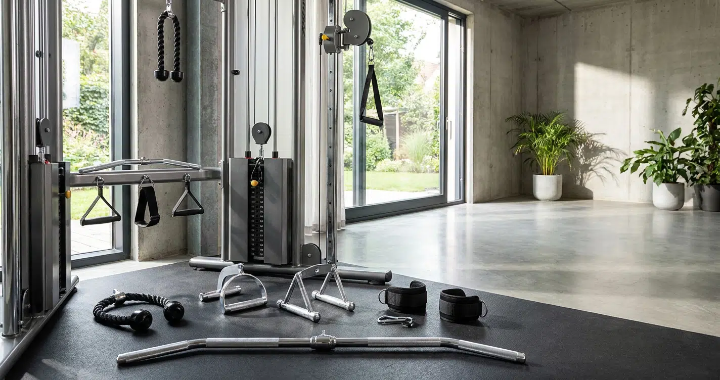 5 Accessori Stazione Multifunzione: Potenzia il Tuo Allenamento Set 5 accessori stazione multifunzione a cavi | Ottimizza allenamento home gym