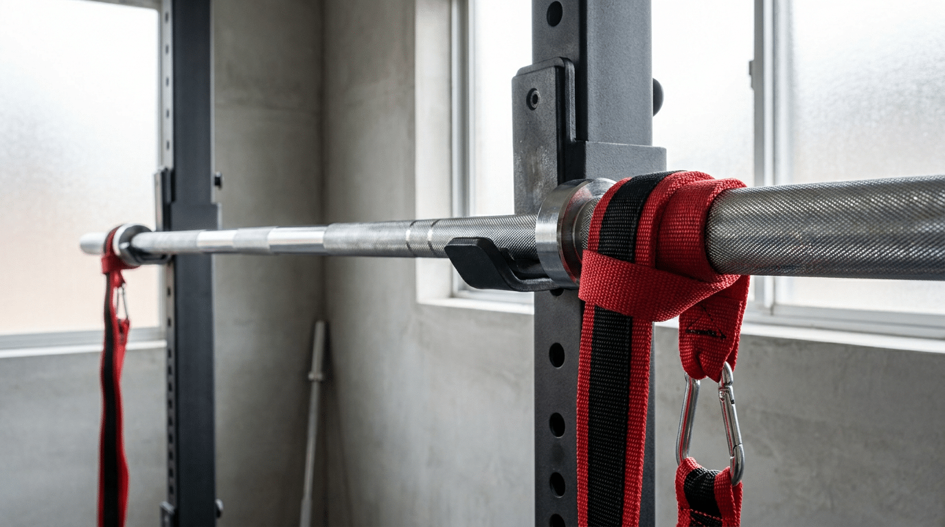 Set di accessori allenamento funzionale per bilanciere olimpico, design robusto e versatile.