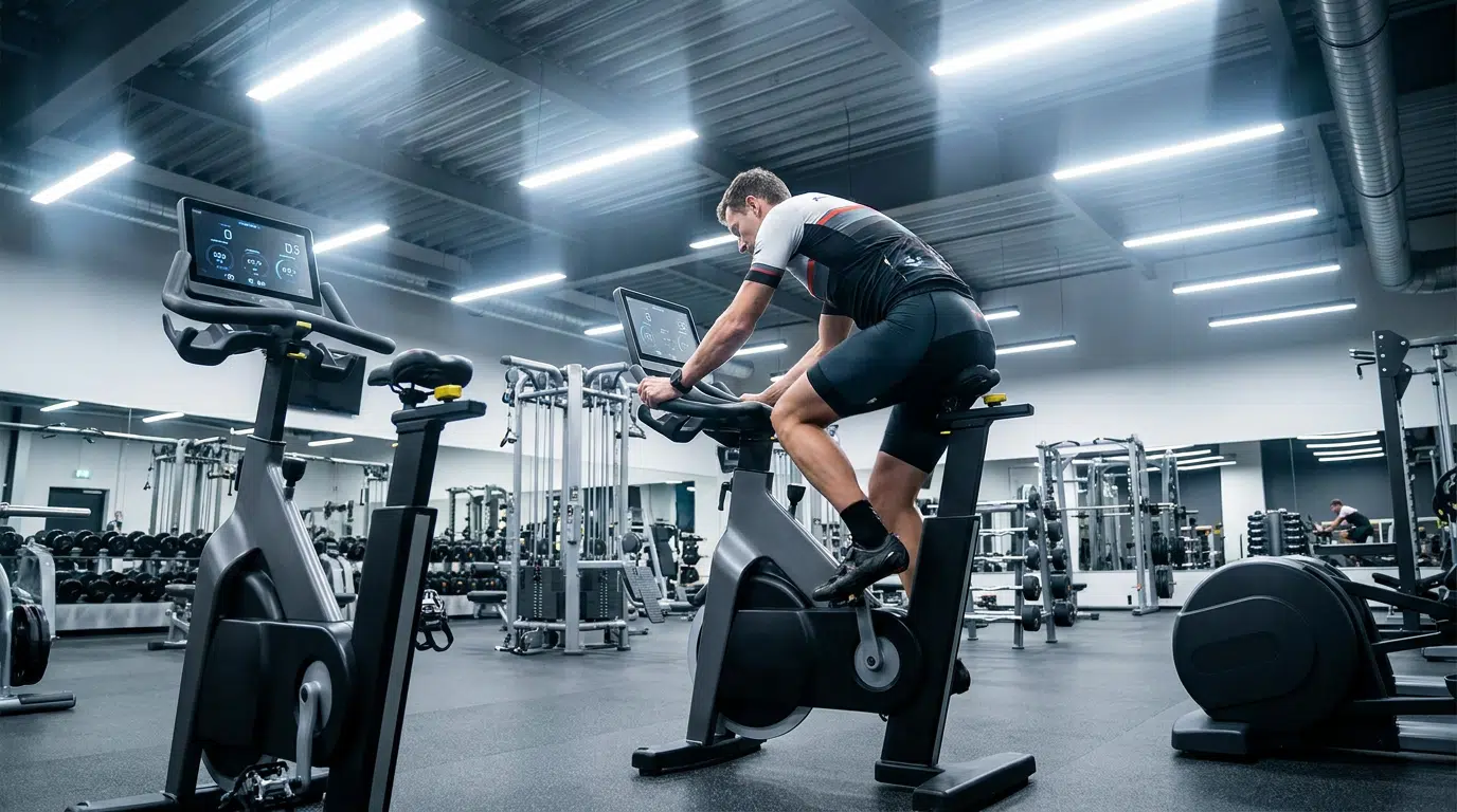 Spin Bike Elettromagnetica: Top 5 per Precisione e Tecnologia Primo piano display spin bike elettromagnetica: dati allenamento visibili.