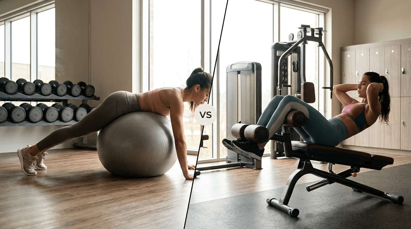 Panca addominali e fitball a confronto | Core stability e allenamento completo